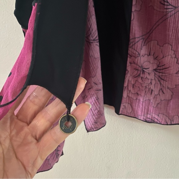 Vintage Units Silk Blend Purple Magenta Patchwork Kimono Cardigan Boho Sz. LARGE - Picture 4 of 13